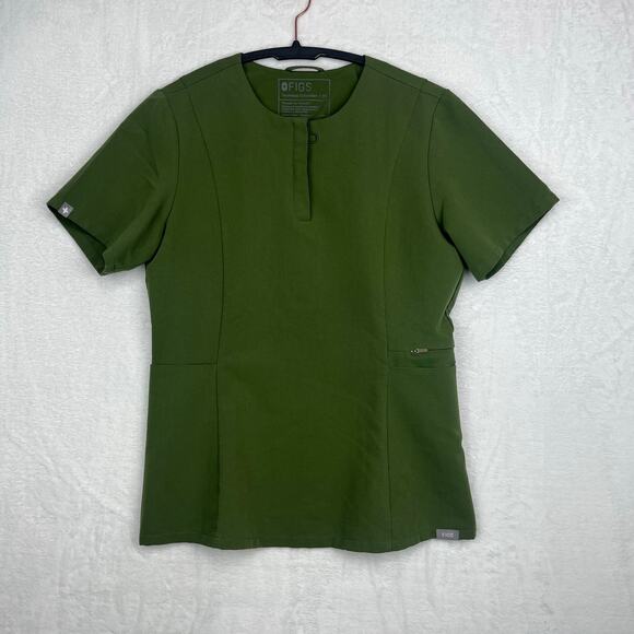 Figs Scrub Set Dark Olive Bristol Slim Henley Top Atlanta HW Skinny Jogger XSXSP - Picture 3 of 16